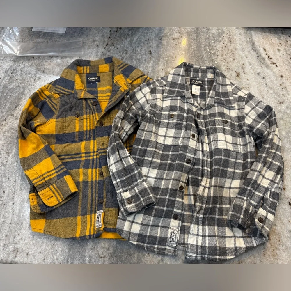 OshKosh B'gosh Kids 5T Plaid‎ Button Down Shirts Bundle